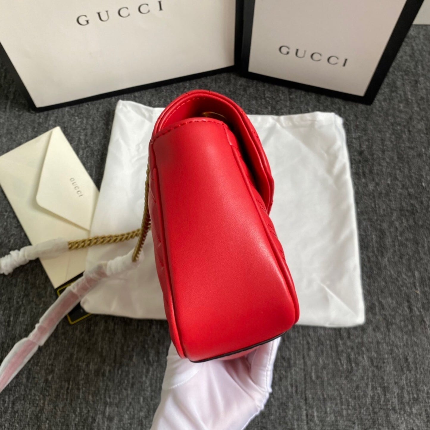 Bolsa GG Marmont Pequena Vermelha 26cm