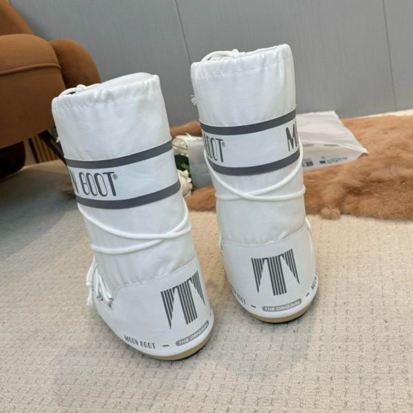 Bota Mboot Impermeável High Branco e Cinza