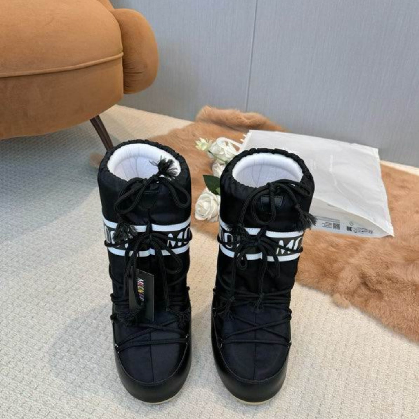 Bota Mboot Impermeável High Preto e Branco