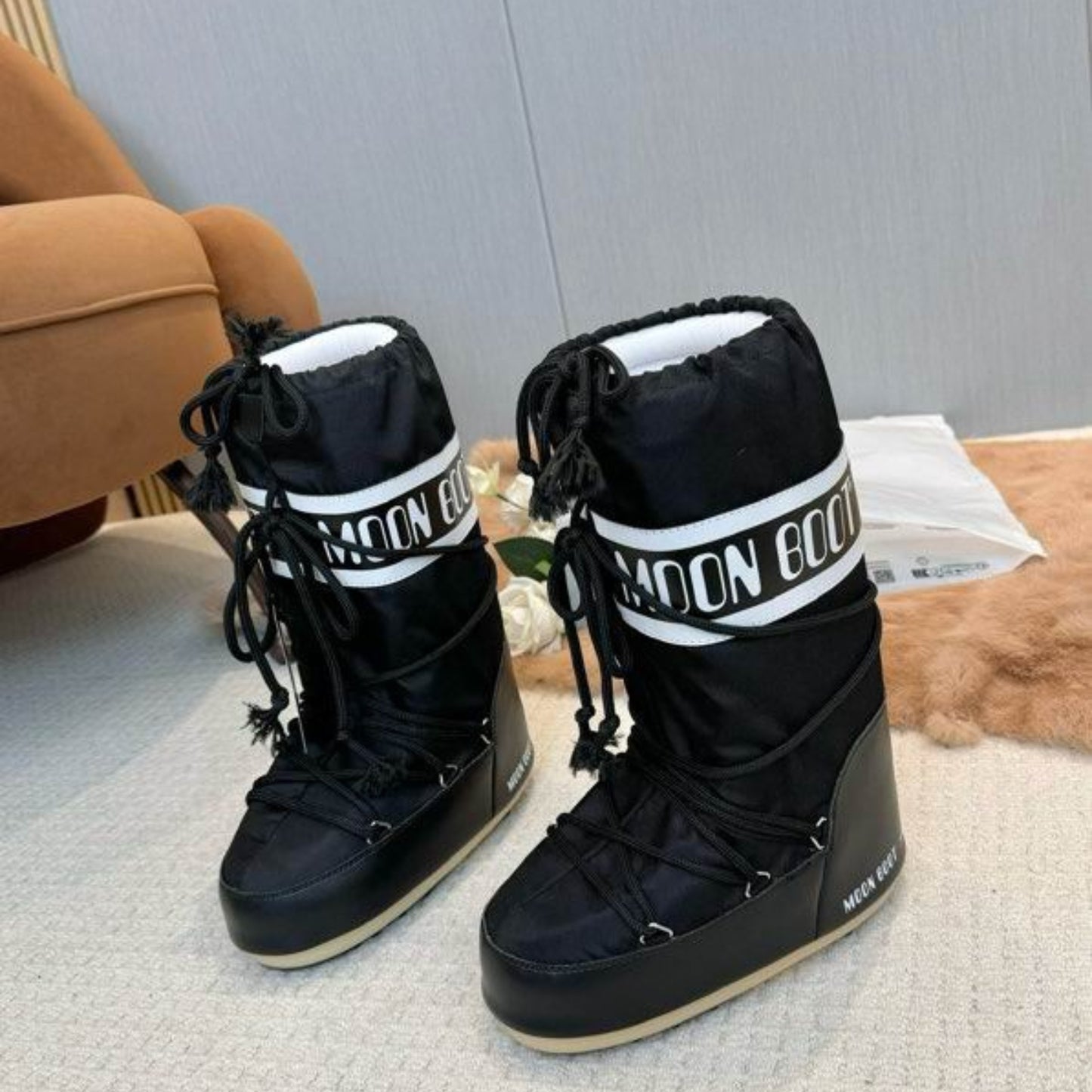 Bota Mboot Impermeável High Preto e Branco
