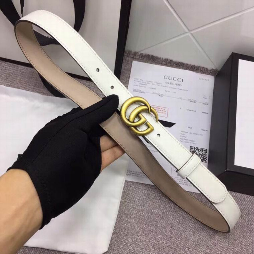 Cinto GG Branco com Dourado 2,5cm de largura