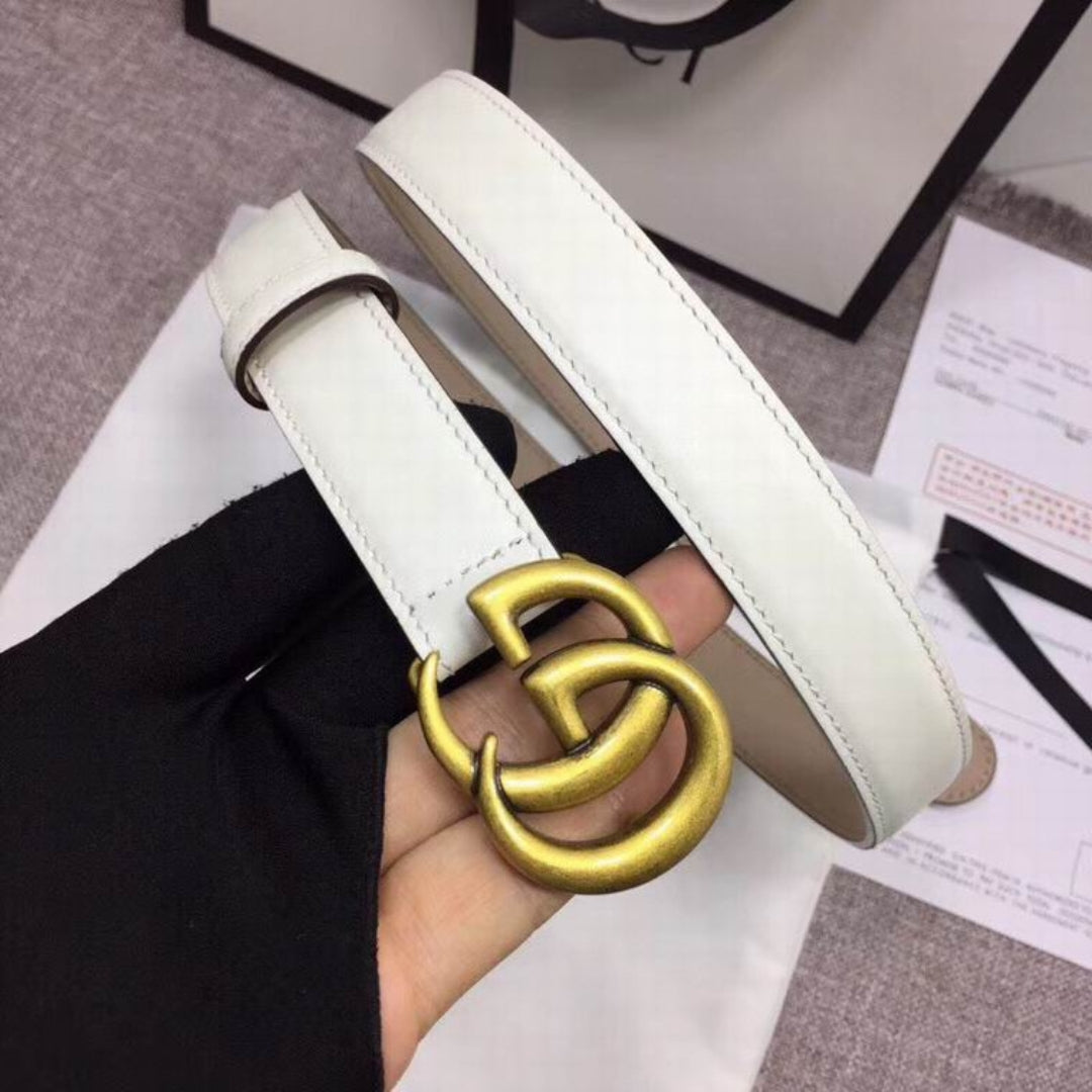 Cinto GG Branco com Dourado 2,5cm de largura