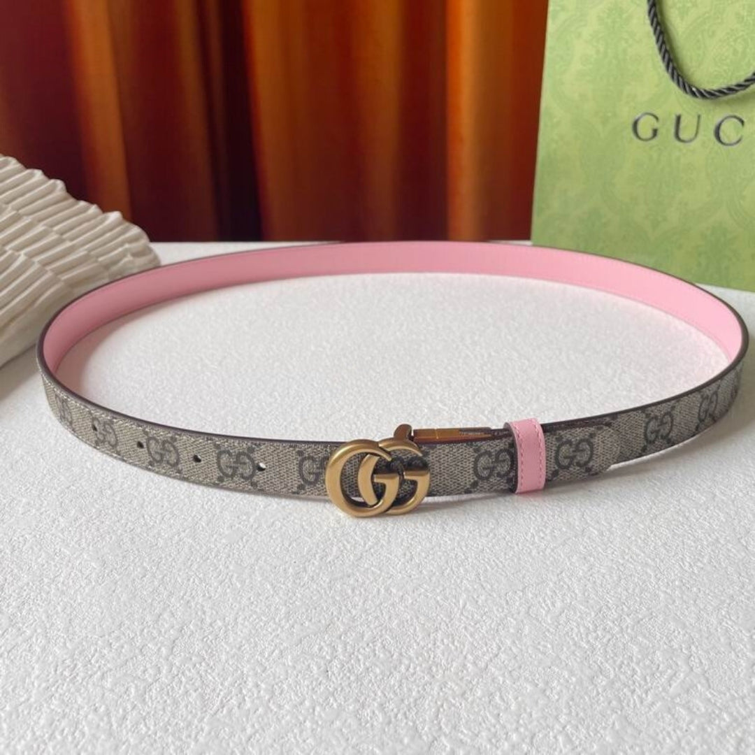 Cinto GG Dupla Face Canvas Rosa com Dourado 2cm de largura