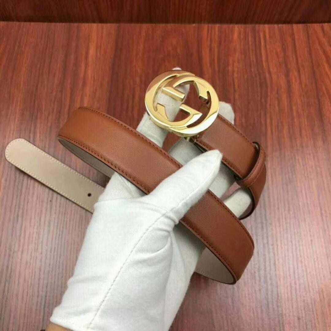 Cinto GG Marrom com Dourado 2,5cm de largura