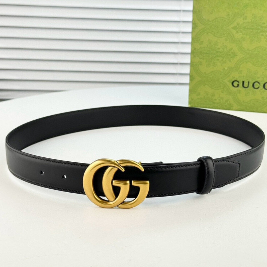 Cinto GG Preto com Dourado 3cm de largura