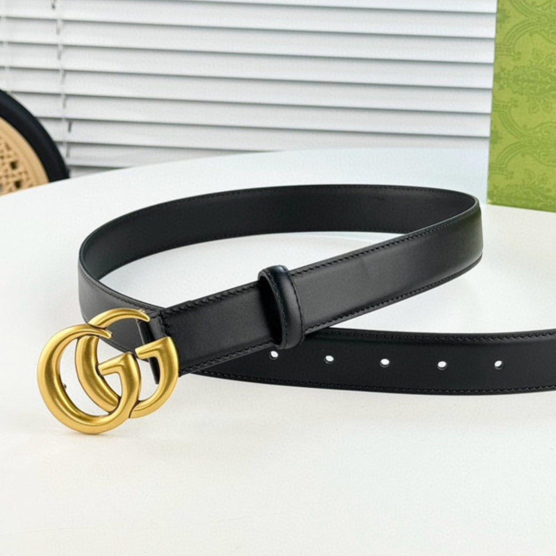 Cinto GG Preto com Dourado 3cm de largura