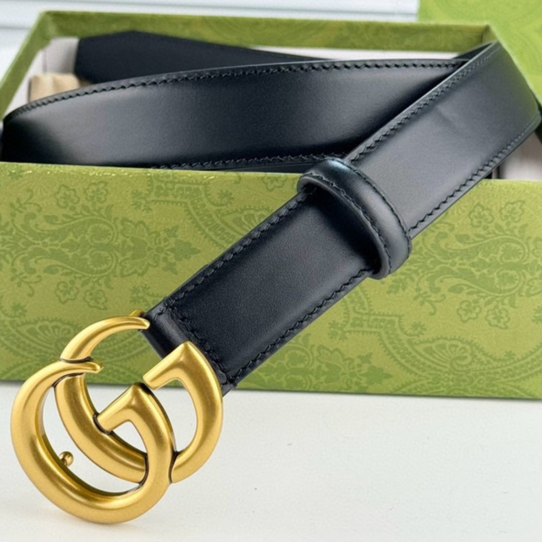 Cinto GG Preto com Dourado 3cm de largura