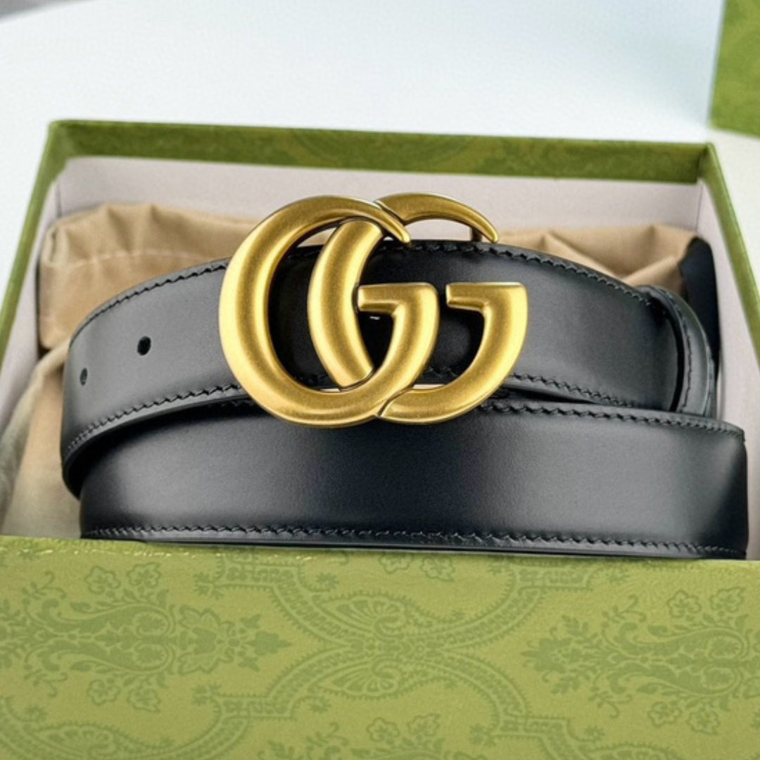 Cinto GG Preto com Dourado 3cm de largura