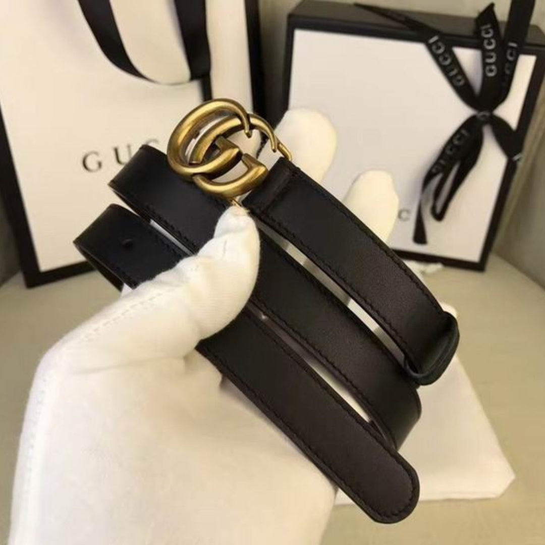 Cinto GG preto com dourado 2cm de largura