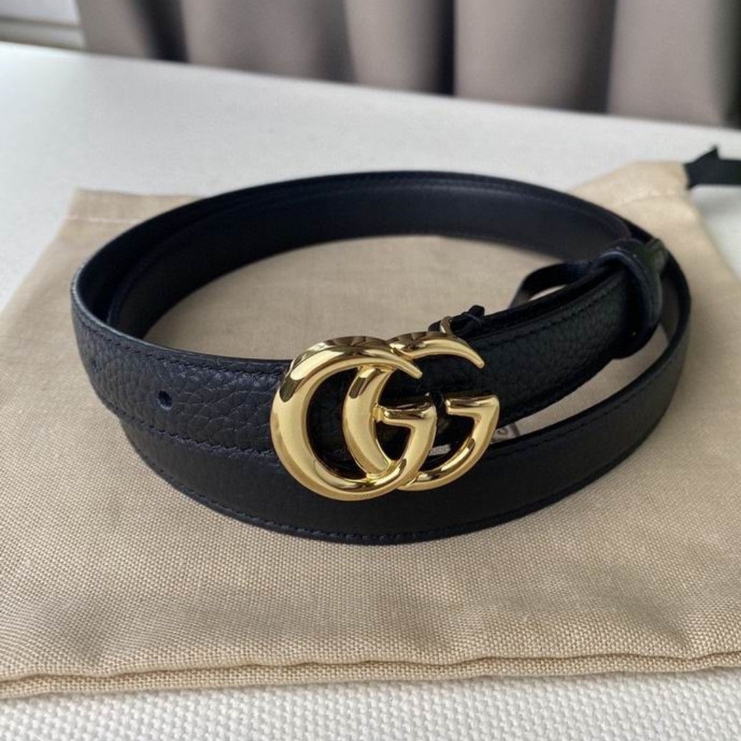 Cinto GG preto com dourado Brilhante 2cm de largura