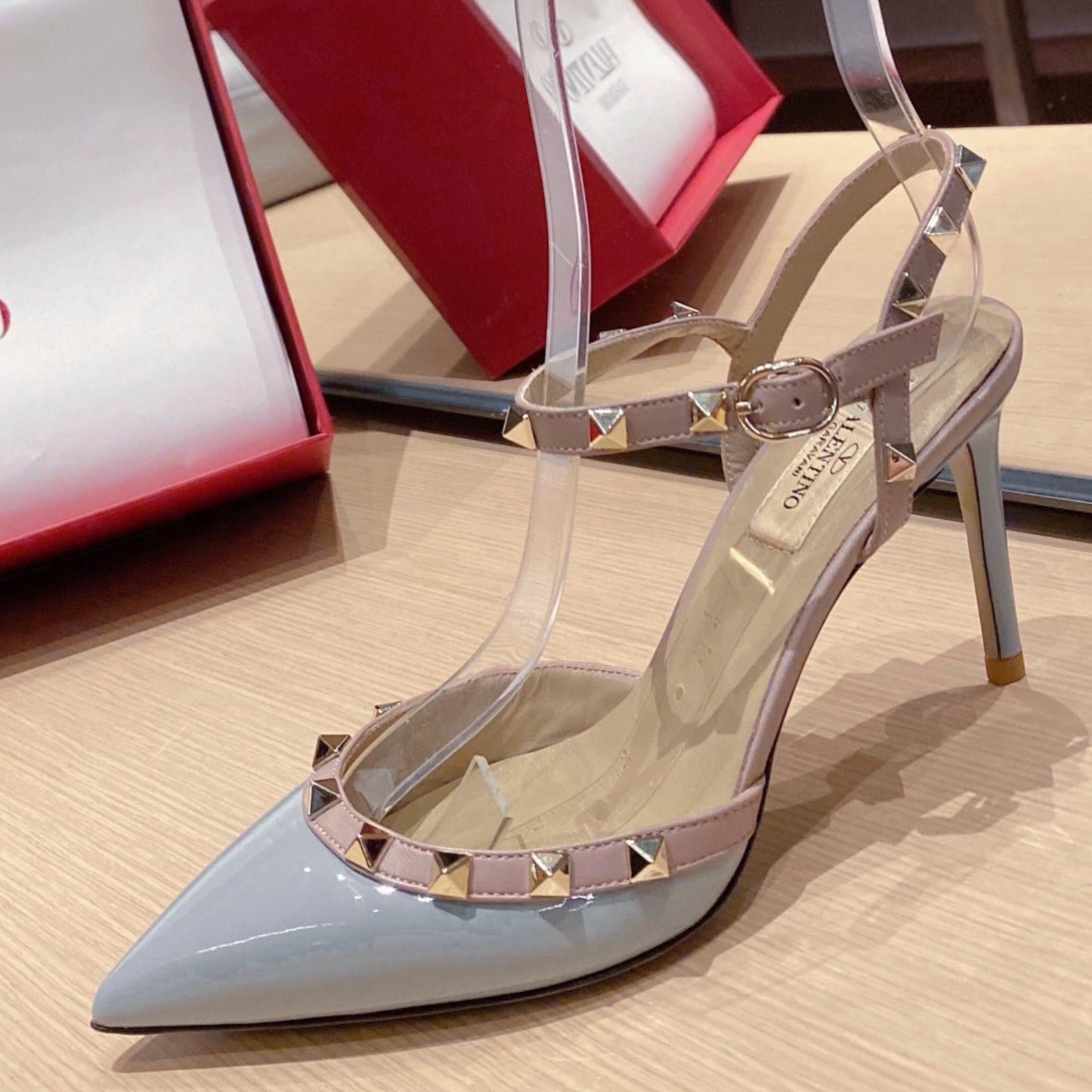 Scarpin VLT Azul Couro com detalhes Salto 9cm