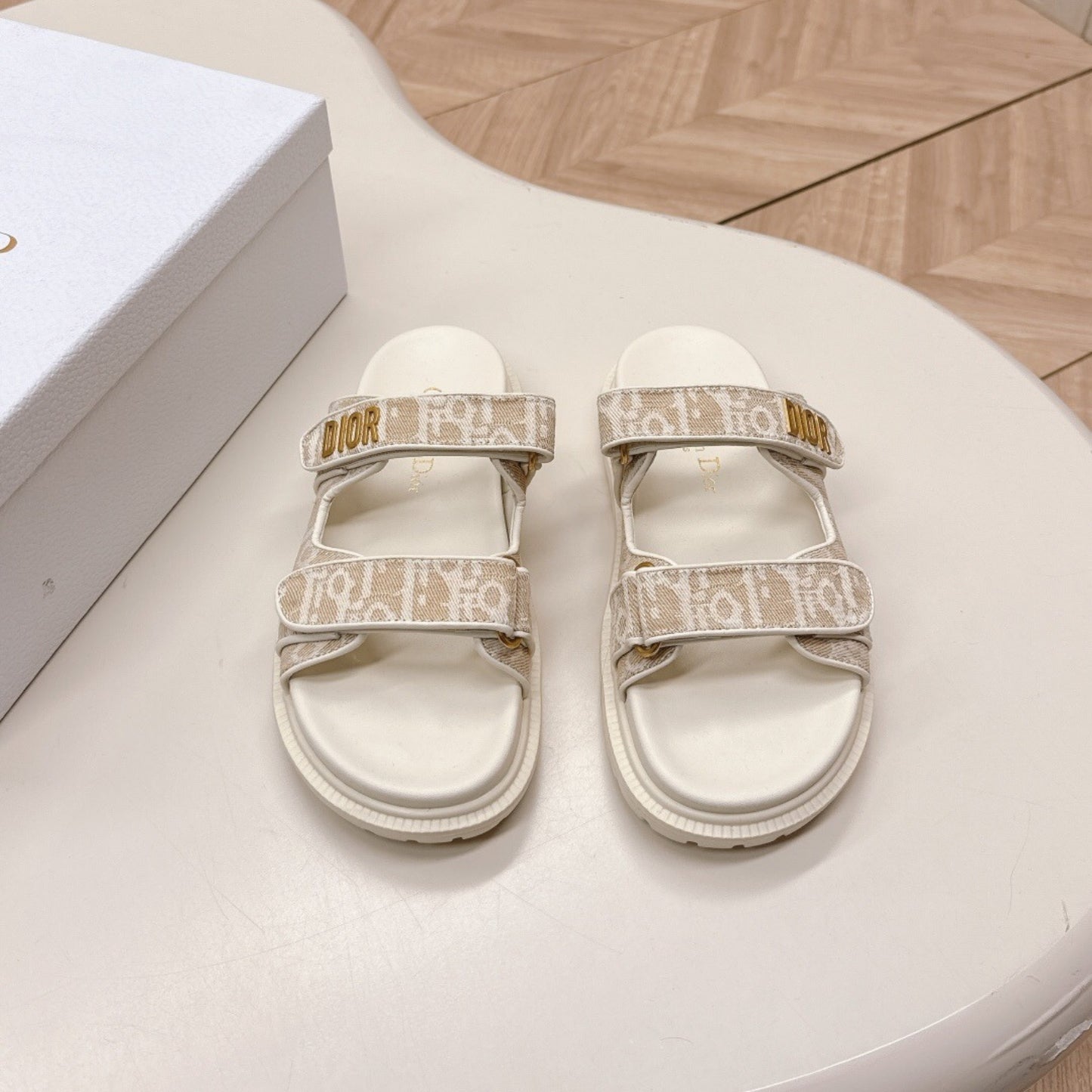 Sandalia Dio Dioract Slide Branco e Bege