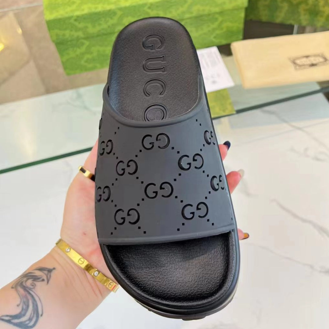 Chinelo Slide GG Preto Canvas Detalhes
