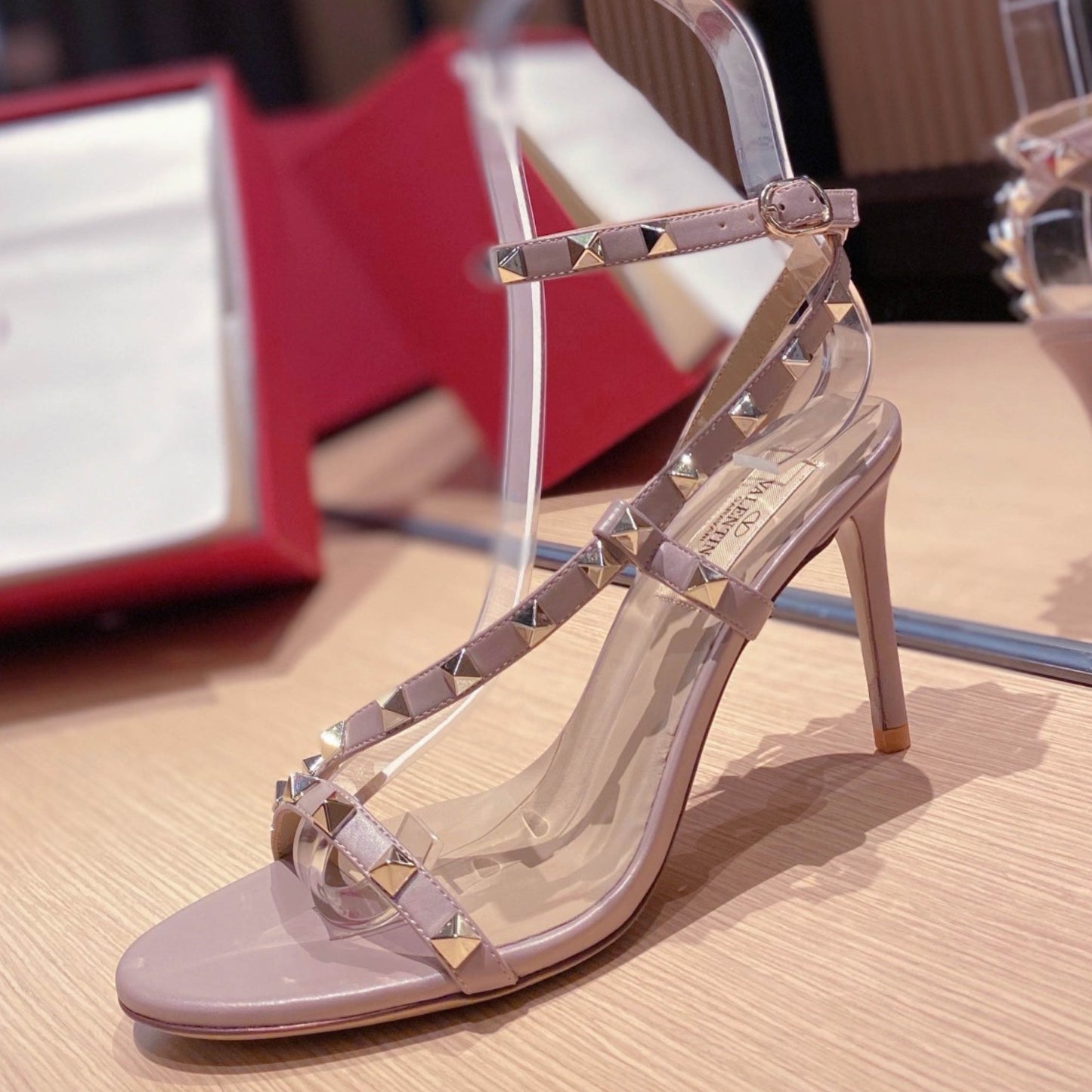 Sandália VLT Marrom Claro Couro com detalhes Salto 8cm