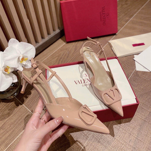 Scarpin VLT Rosa Couro com Logo frontal Salto 4cm