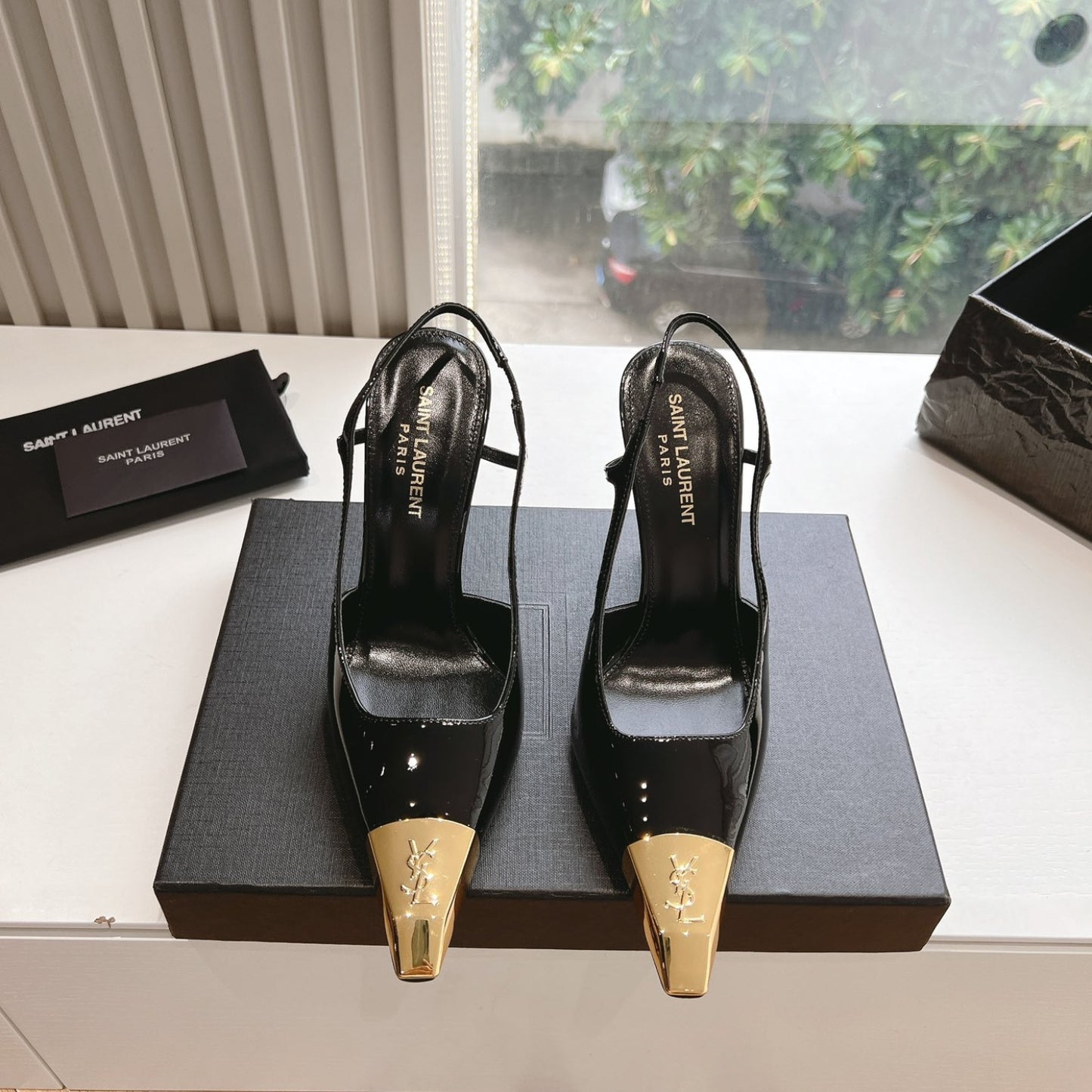 Scarpin Ysl Slingback Preto Jeanne