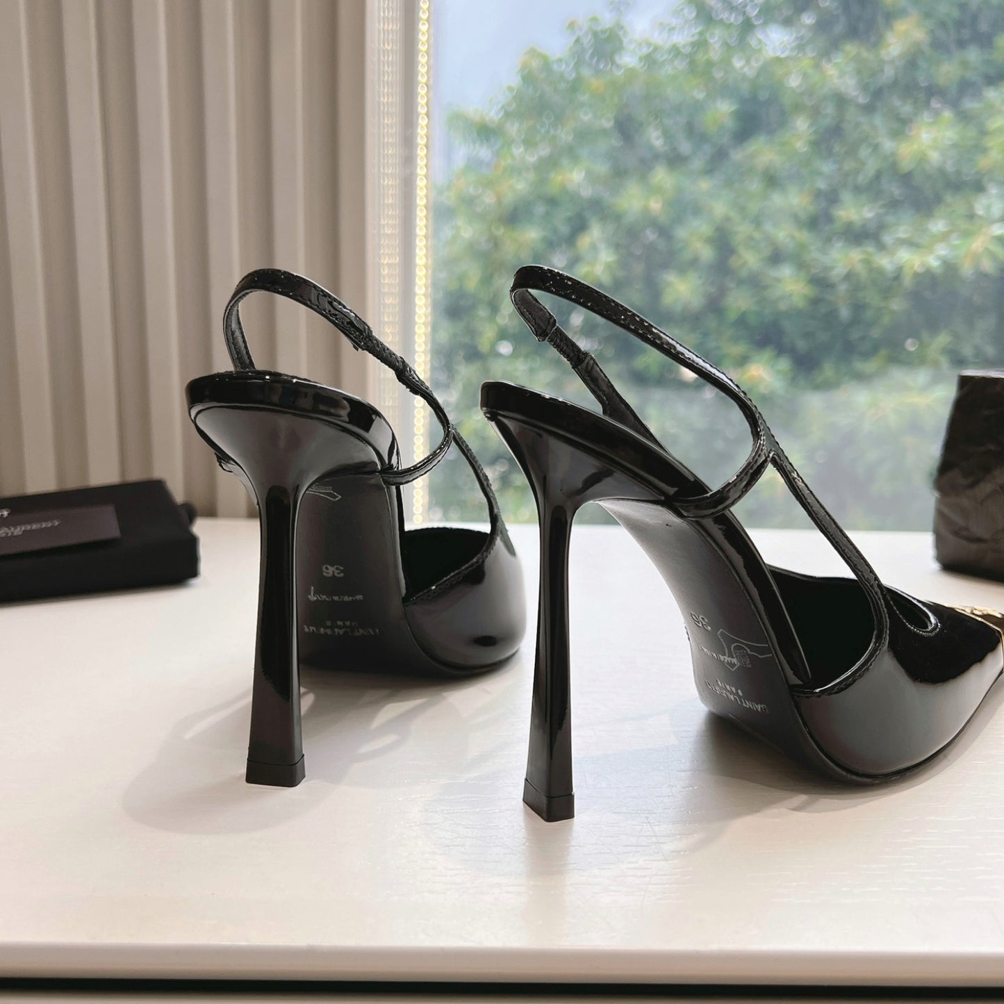 Scarpin Ysl Slingback Preto Jeanne
