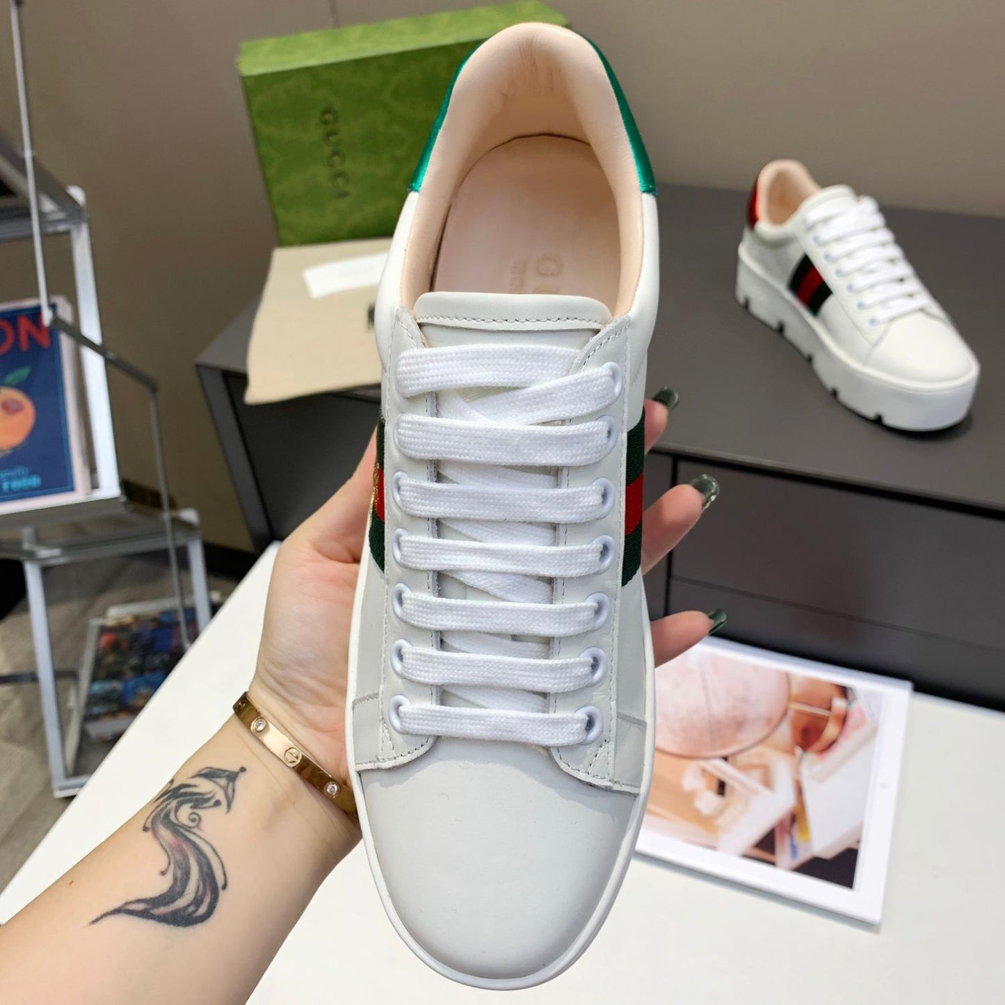 Tenis GG Ace Plataforma Web Branco
