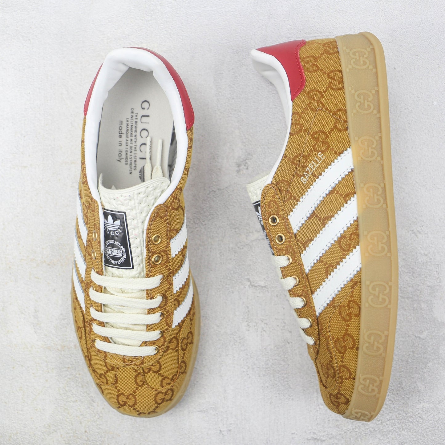Tenis GG x Ads Gazelle Bege e Vermelho