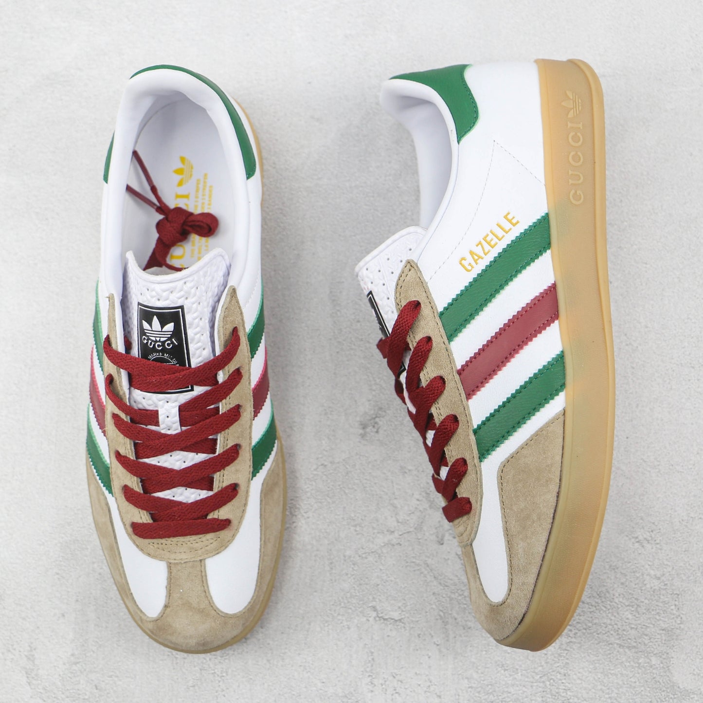 Tenis GG x Ads Gazelle Branco com Vermelho e Verde