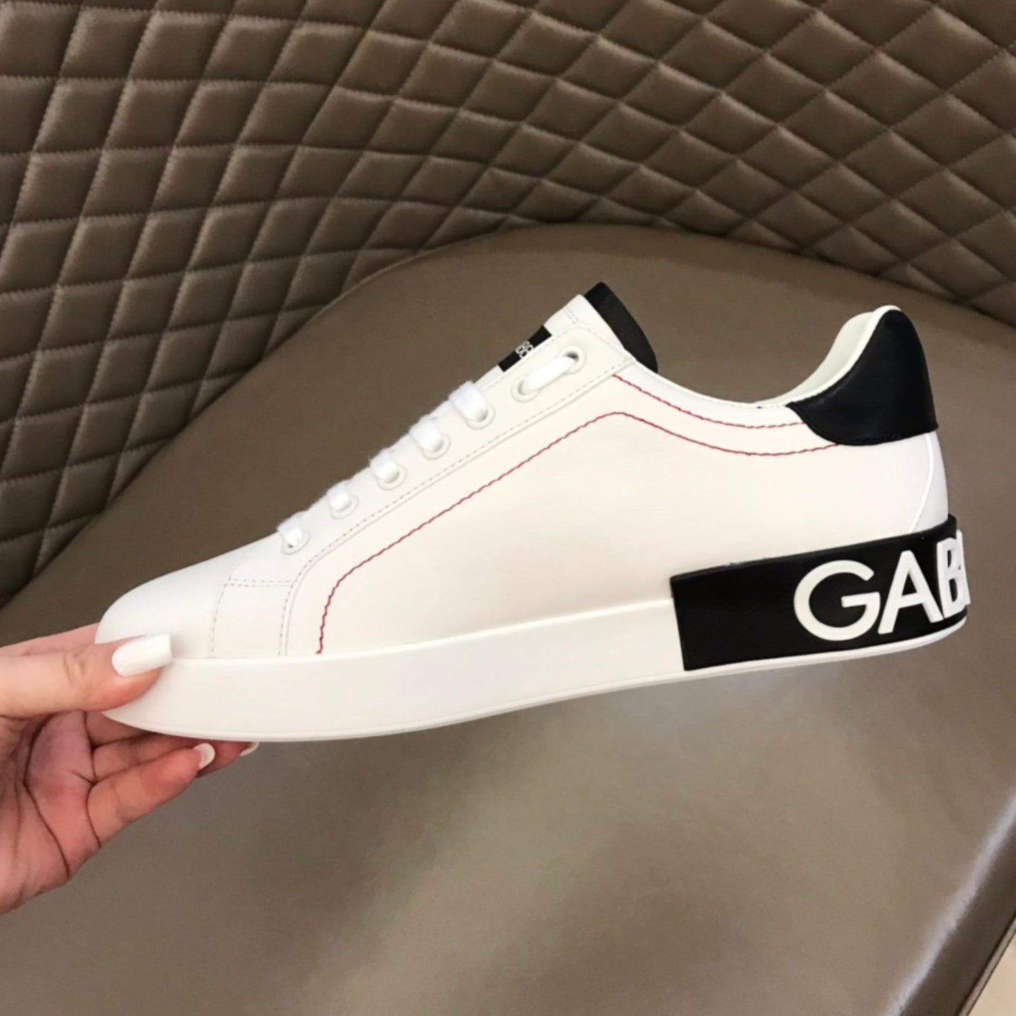 Tenis DG Portofino Couro Branco com preto