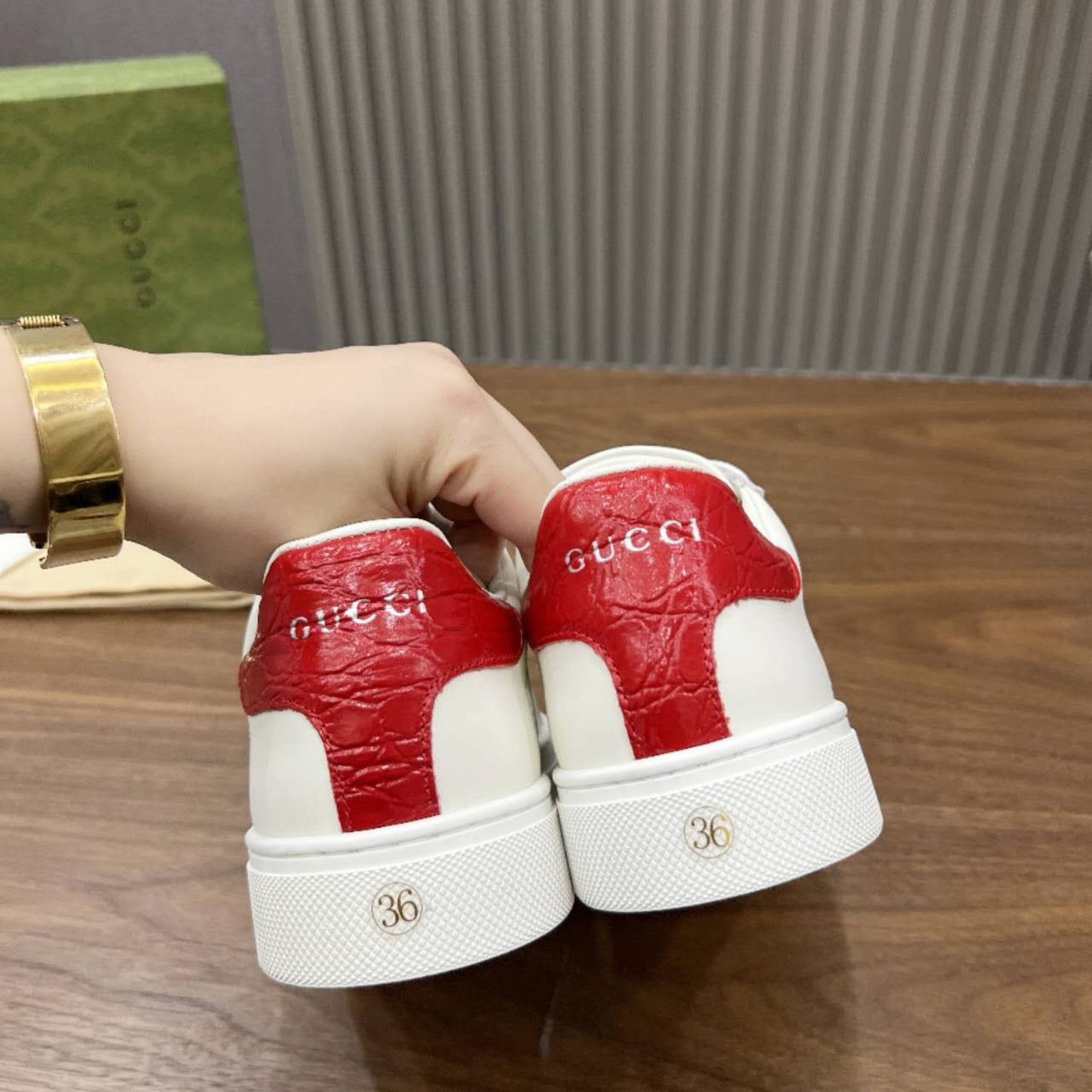 Tênis GG Ace Web Branco detalhe Vermelho