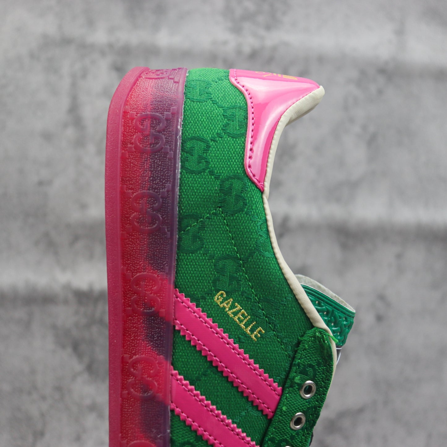Tenis GG x Ads Gazelle Canvas Verde e Rosa
