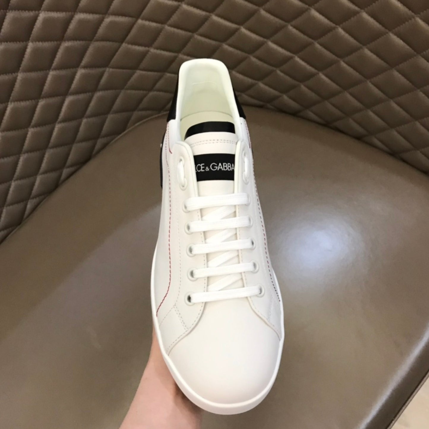 Tenis DG Portofino Couro Branco com preto