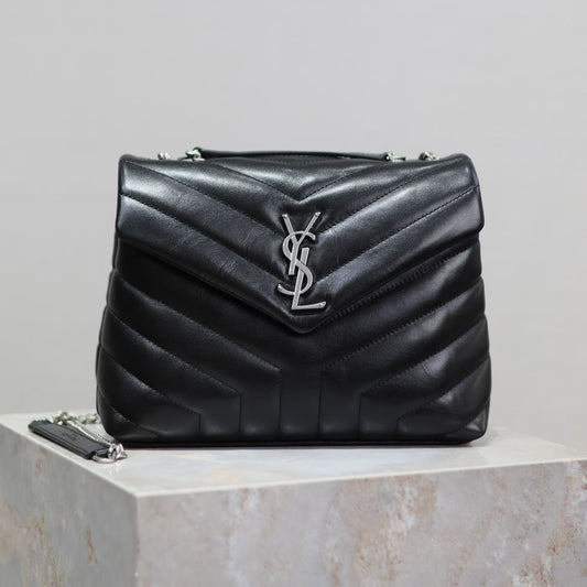 Bolsa YSL Lou Lou Média Preta Couro