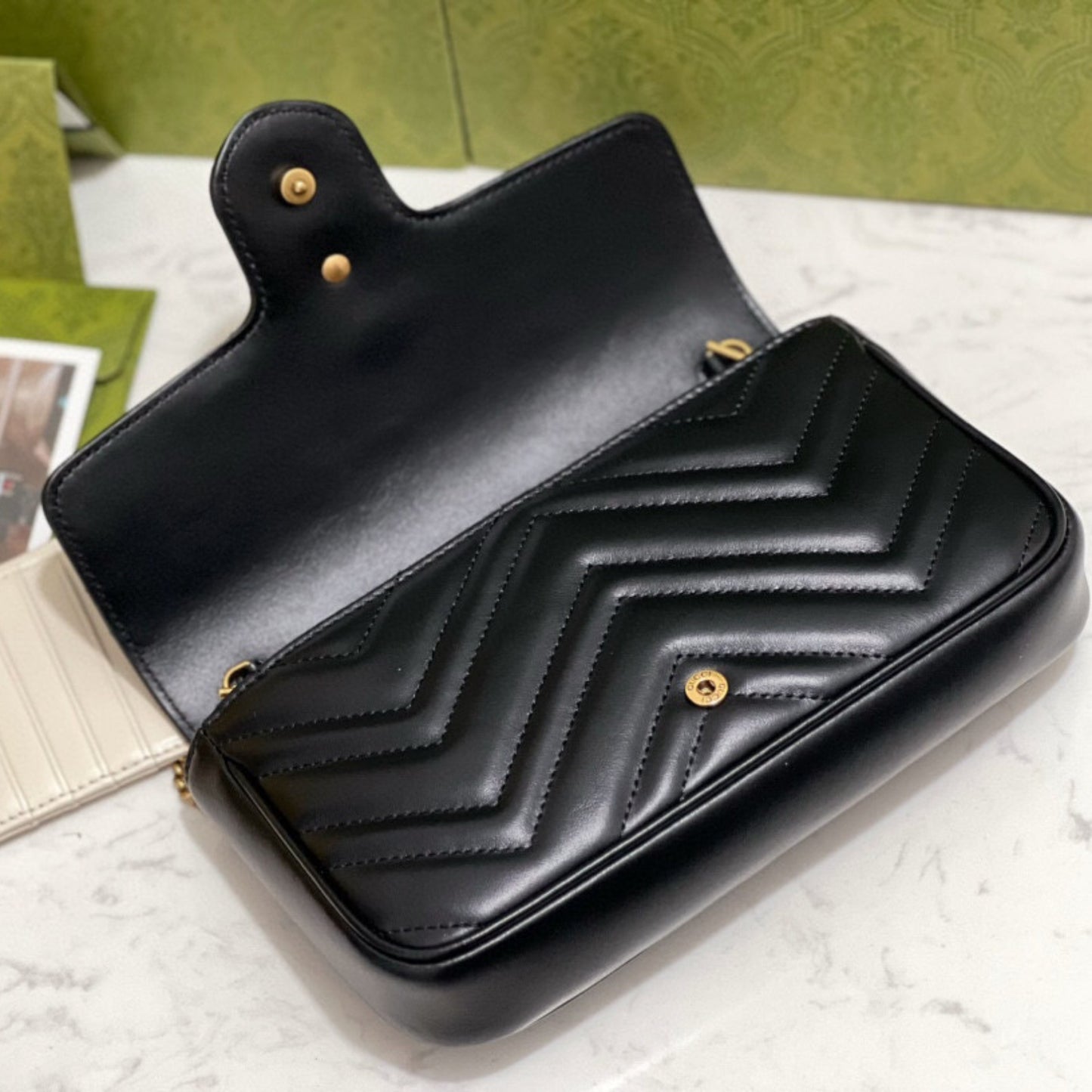 Bolsa GG Marmont Mini Preta 21,5cm