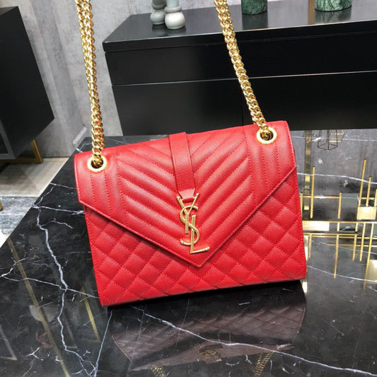 Bolsa YSL tiracolo Envelope Média Vermelha 24cm