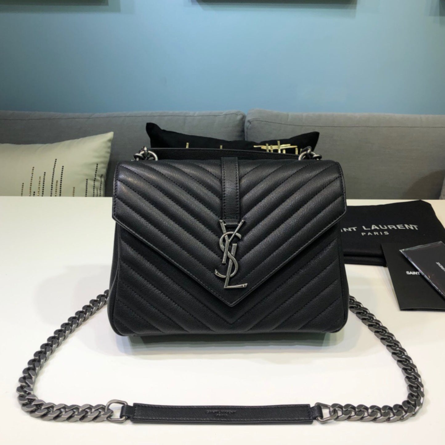 Bolsa YSL College Média Preta