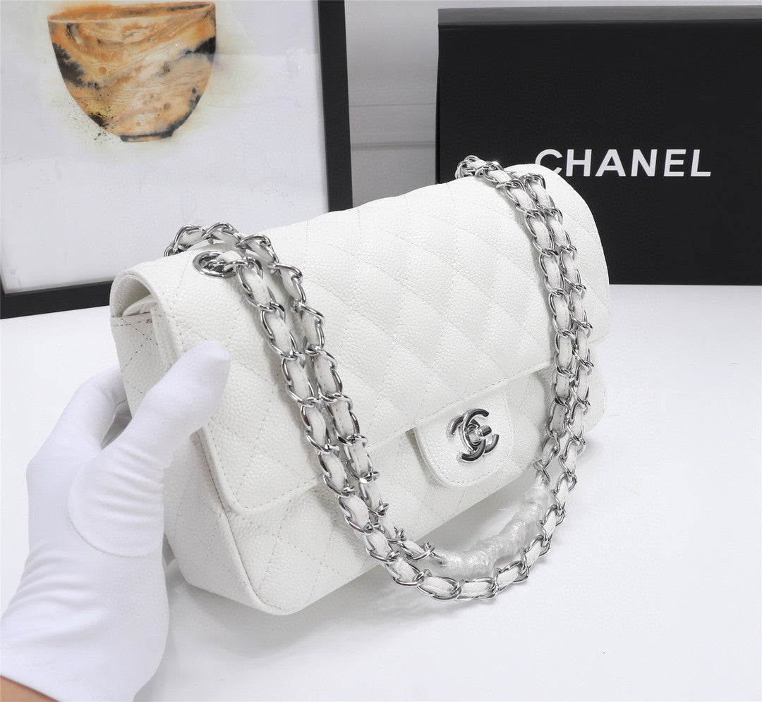 Bolsa CHN Classica Branca com prata 25cm