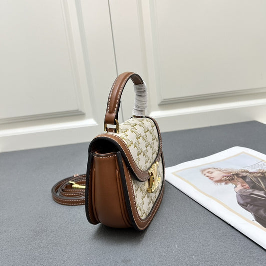 Bolsa CLNE Mini Besace Branco e canvas 17cm