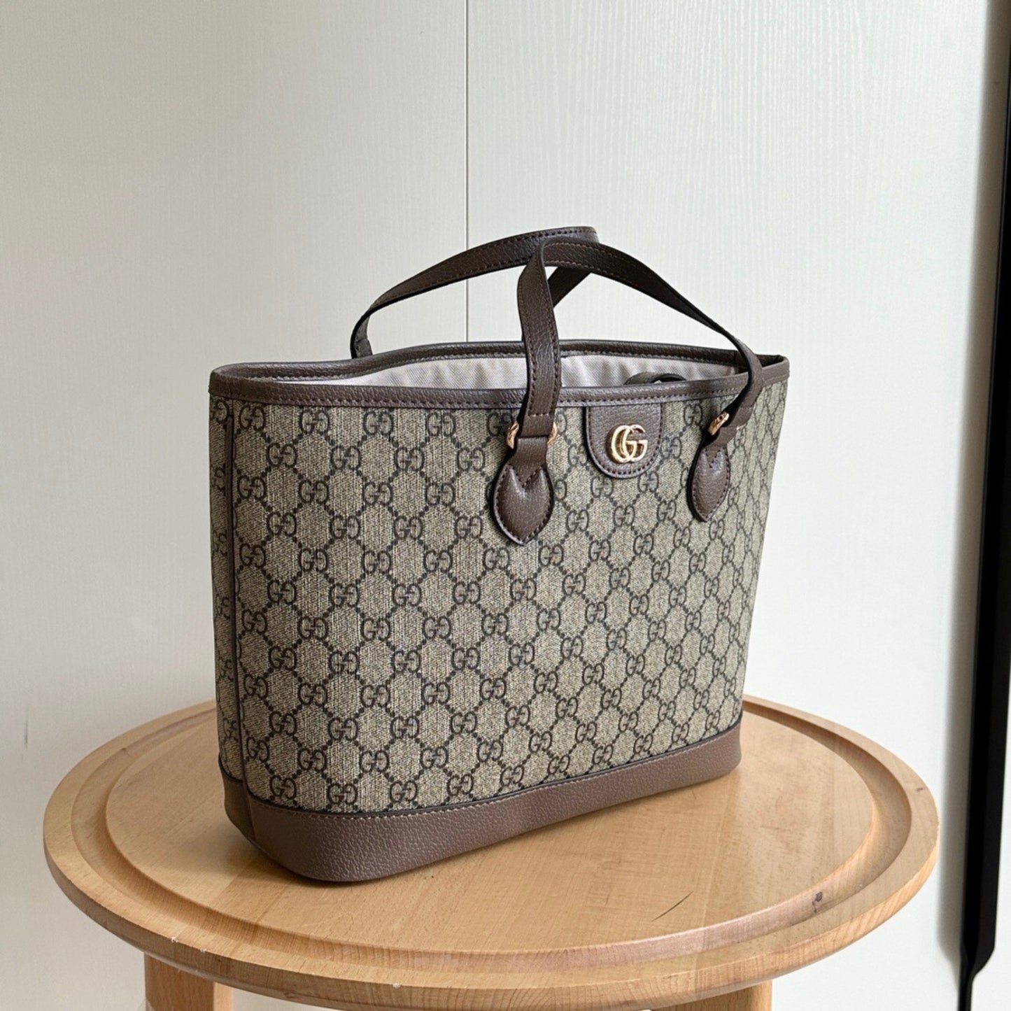 Bolsa GG Ophidia Pequena Bege e Marrom 31cm