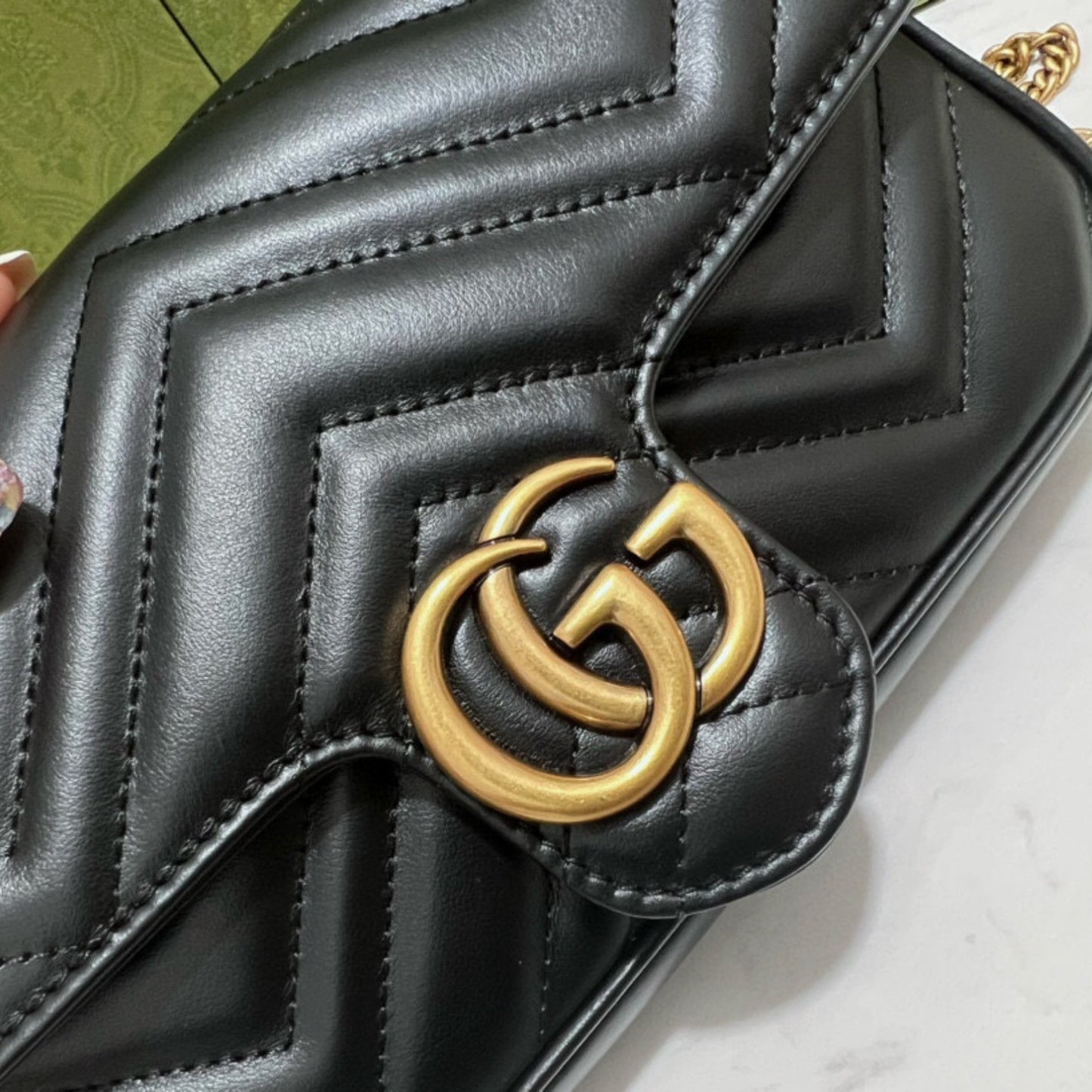 Bolsa GG Marmont Mini Preta 21,5cm