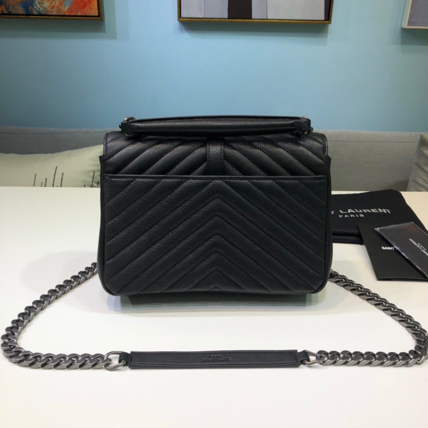 Bolsa YSL College Média Preta