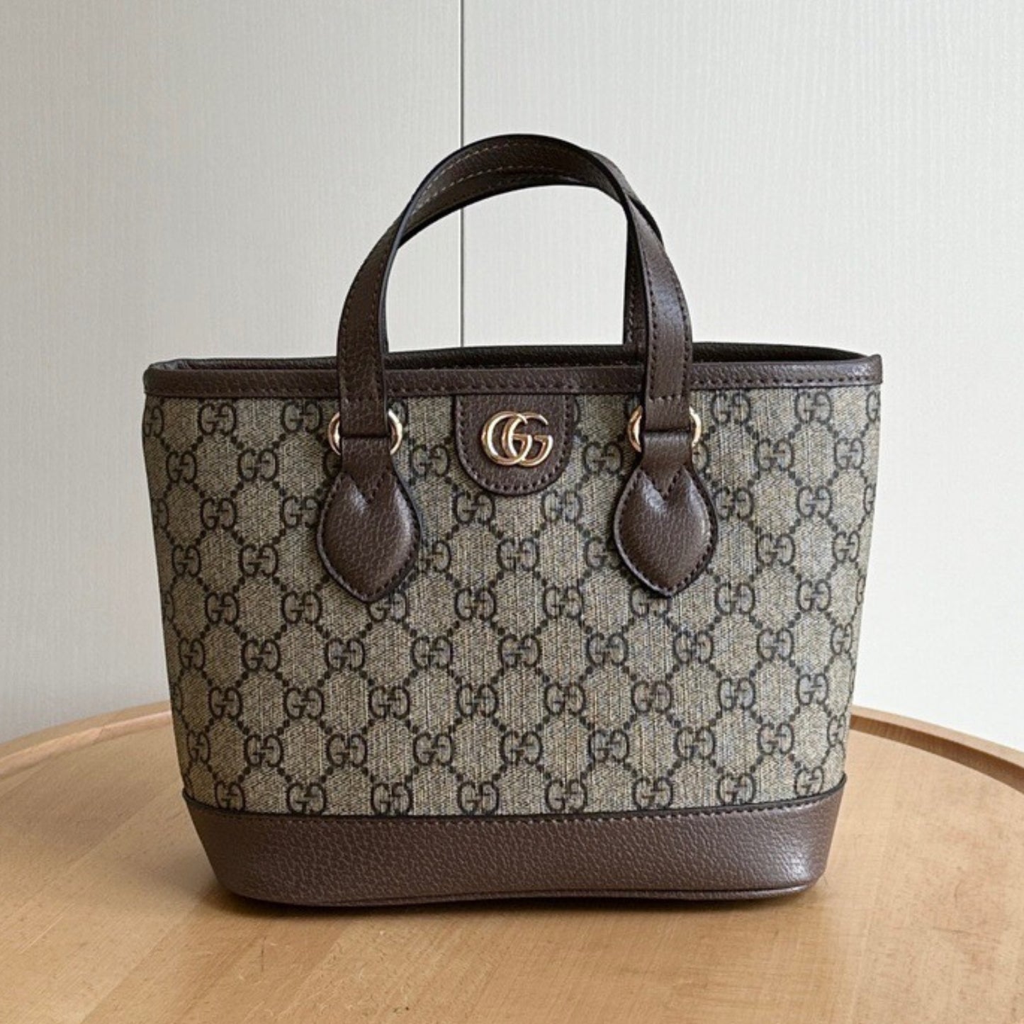 Bolsa GG Ophidia Tote Mini Supreme Bege e Marrom 22cm