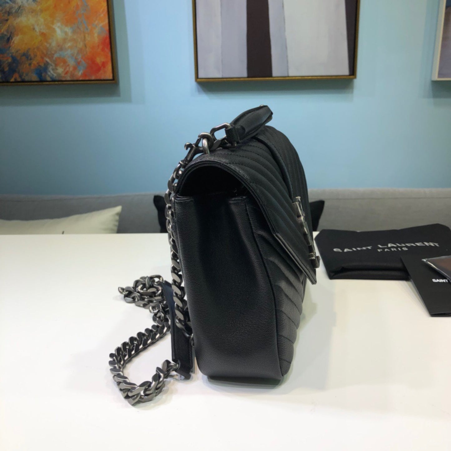 Bolsa YSL College Média Preta