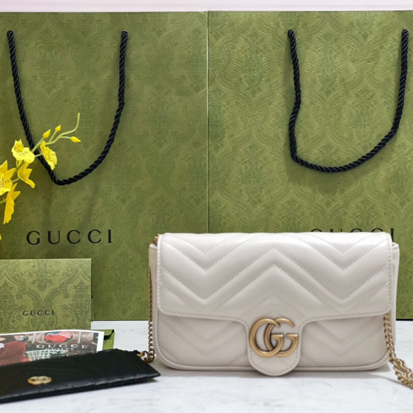 Bolsa GG Marmont Mini Branca 21,5cm