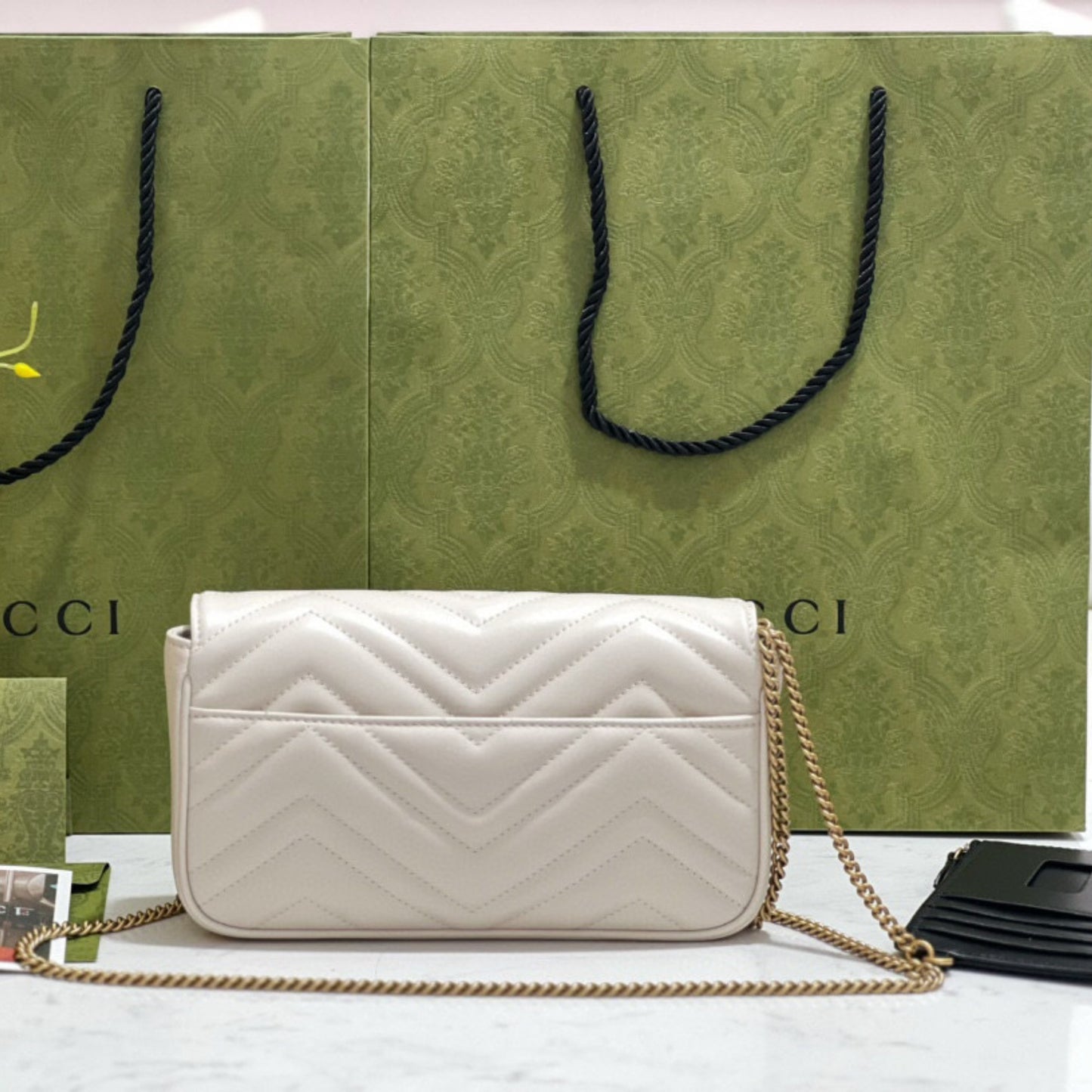 Bolsa GG Marmont Mini Branca 21,5cm
