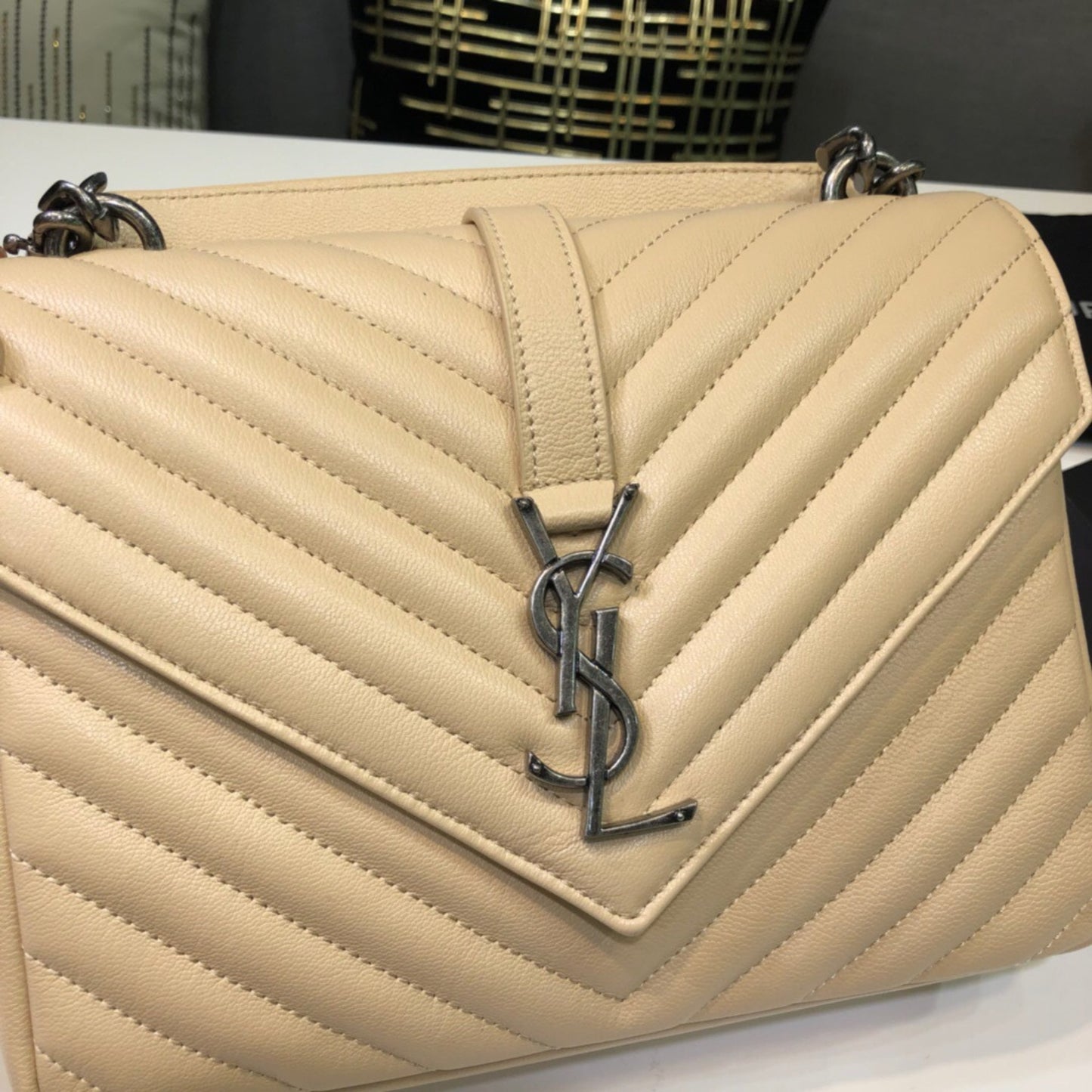 Bolsa YSL College Média Bege