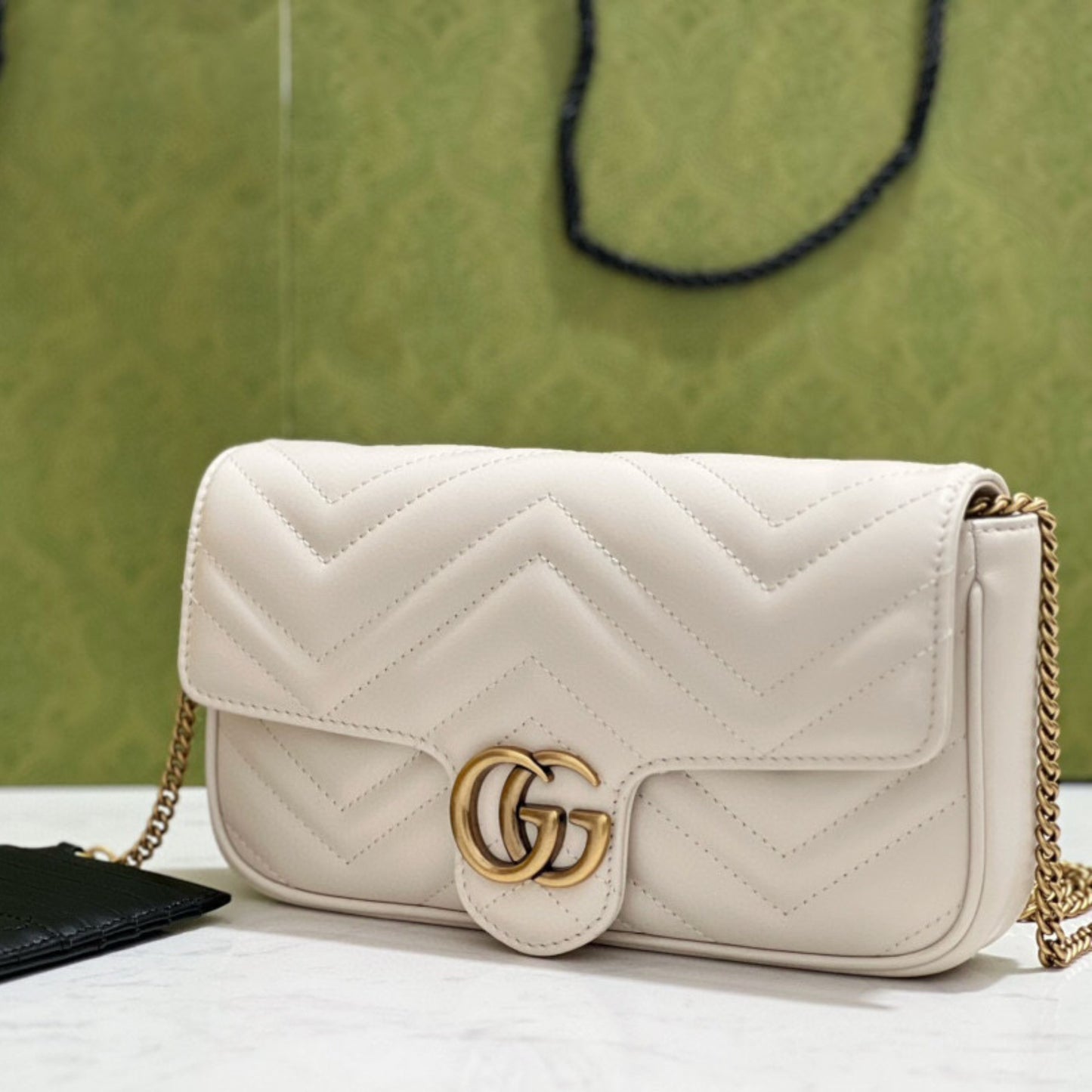 Bolsa GG Marmont Mini Branca 21,5cm
