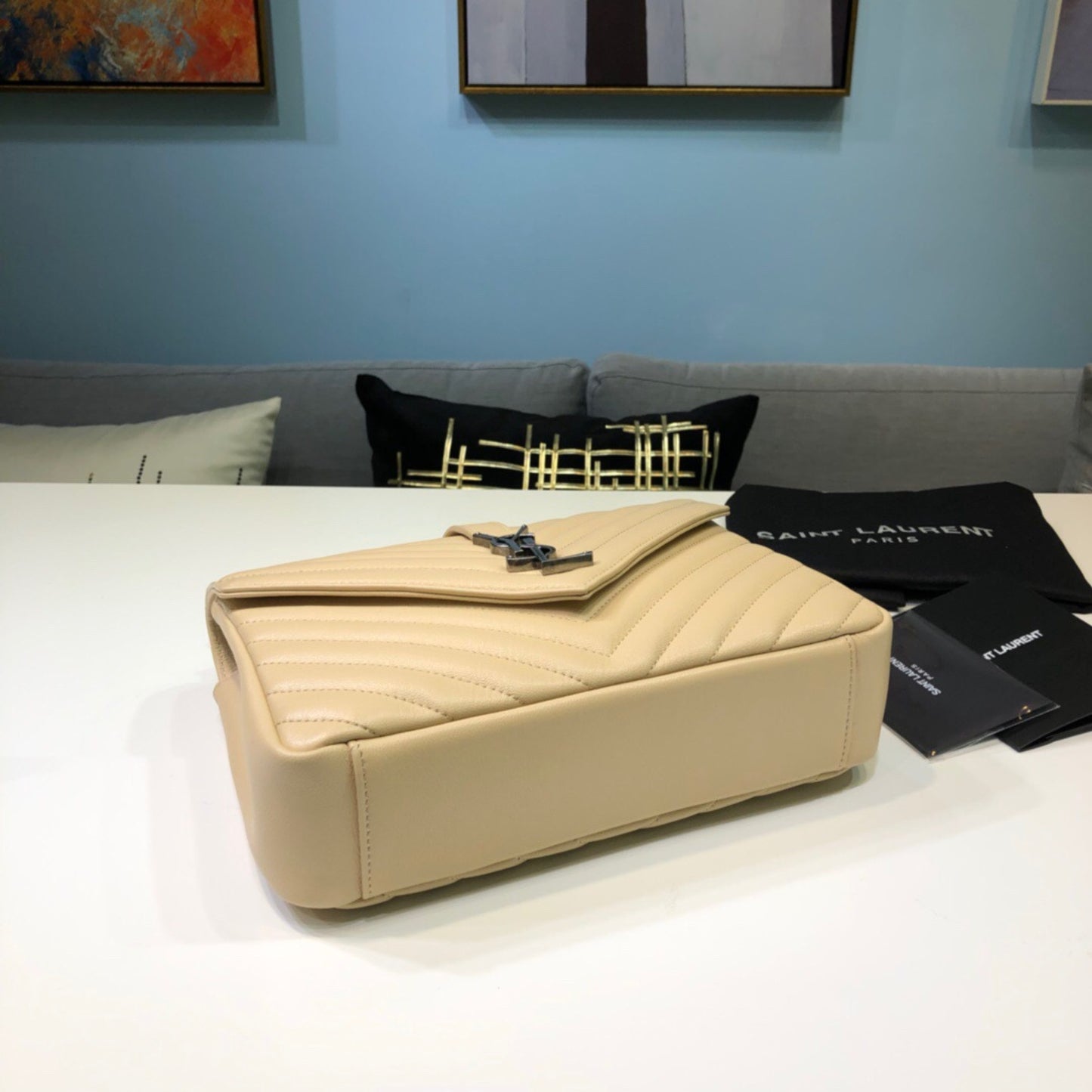 Bolsa YSL College Média Bege