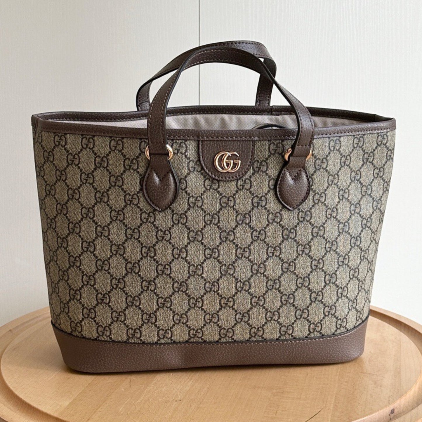 Bolsa GG Ophidia Pequena Bege e Marrom 31cm