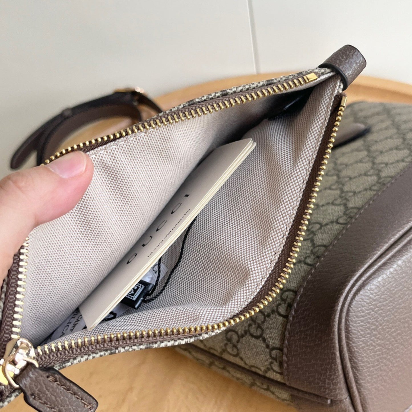 Bolsa GG Ophidia Tote Mini Supreme Bege e Marrom 22cm