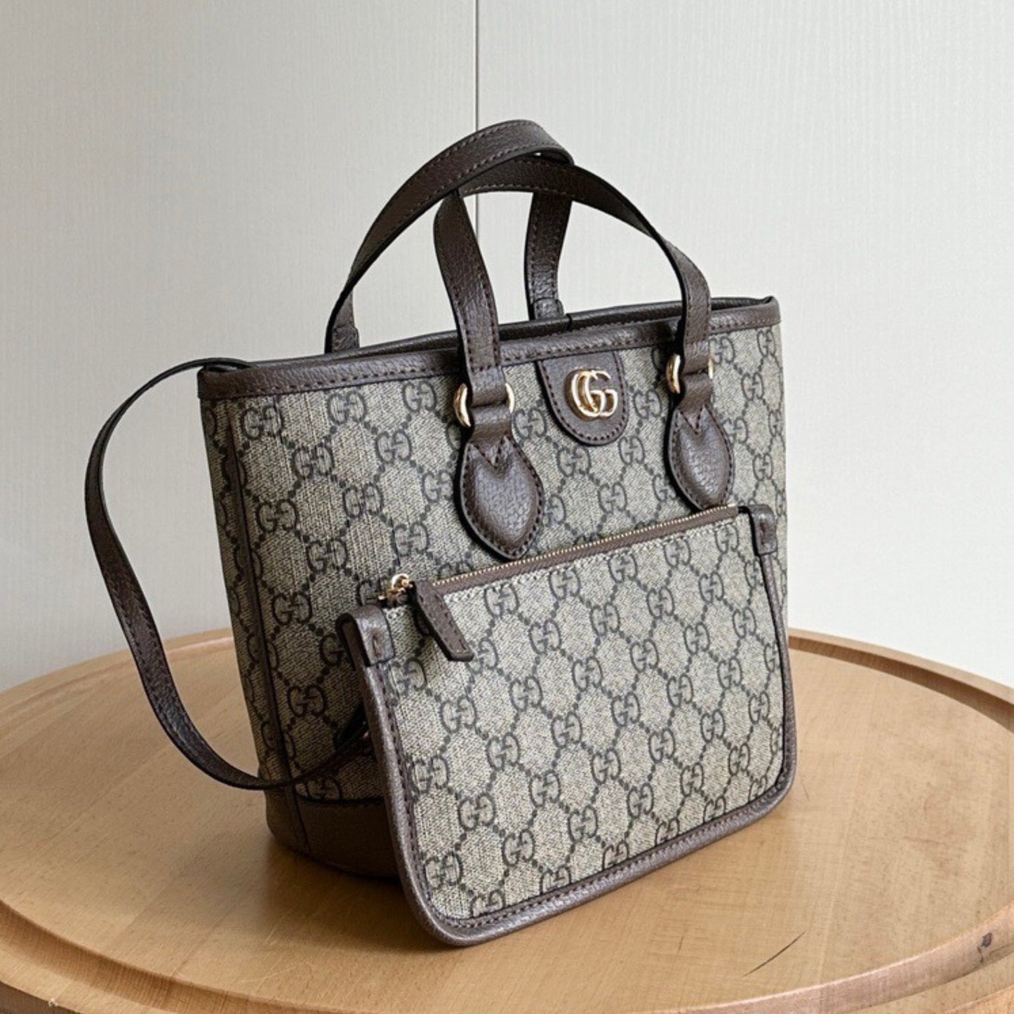 Bolsa GG Ophidia Tote Mini Supreme Bege e Marrom 22cm