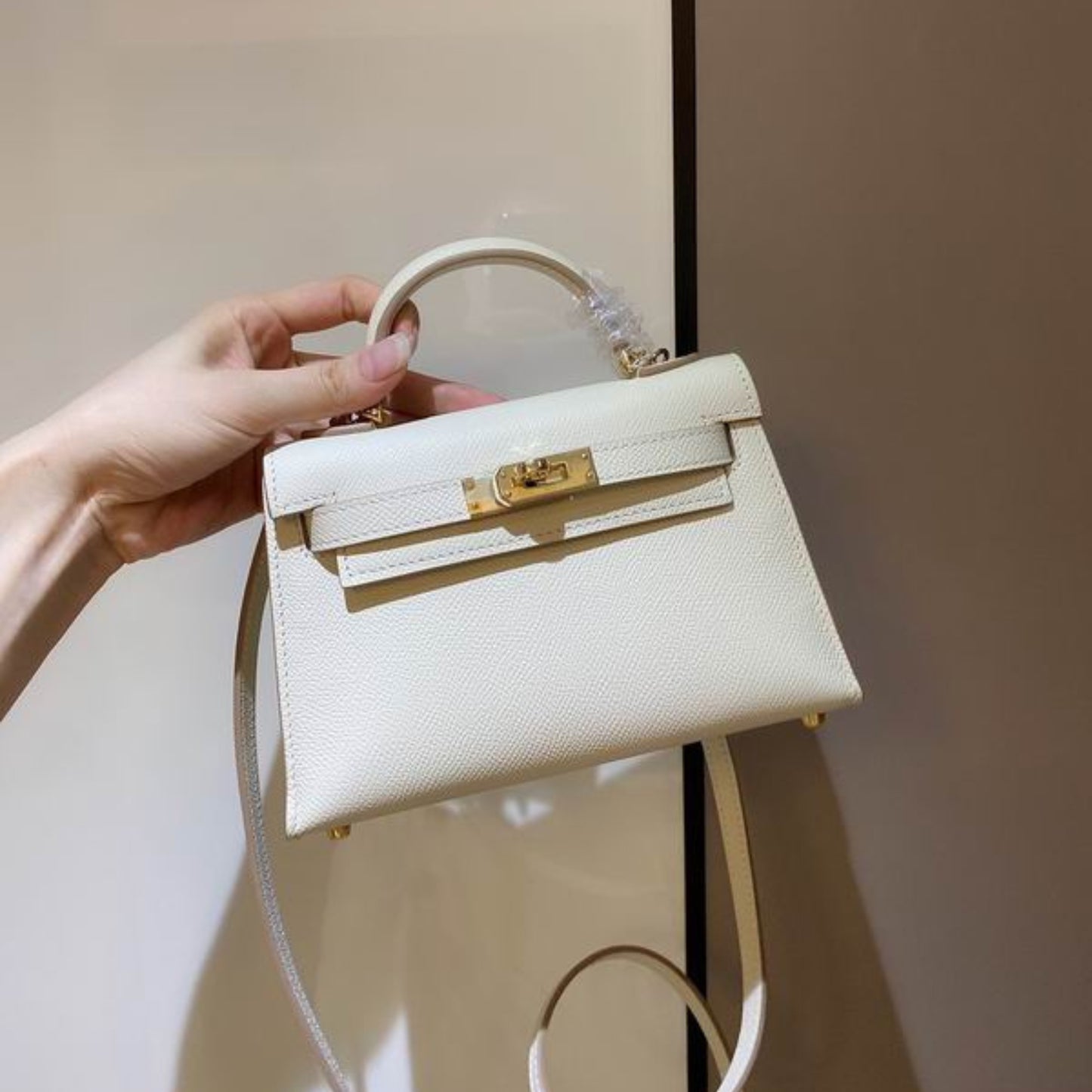 Bolsa HRMS Kelly Mini Branco 19cm