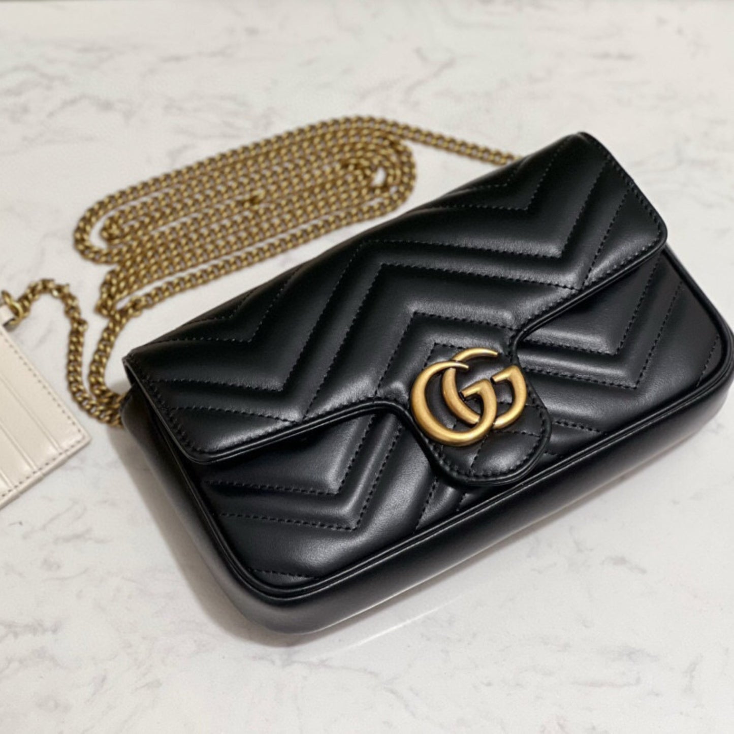 Bolsa GG Marmont Mini Preta 21,5cm