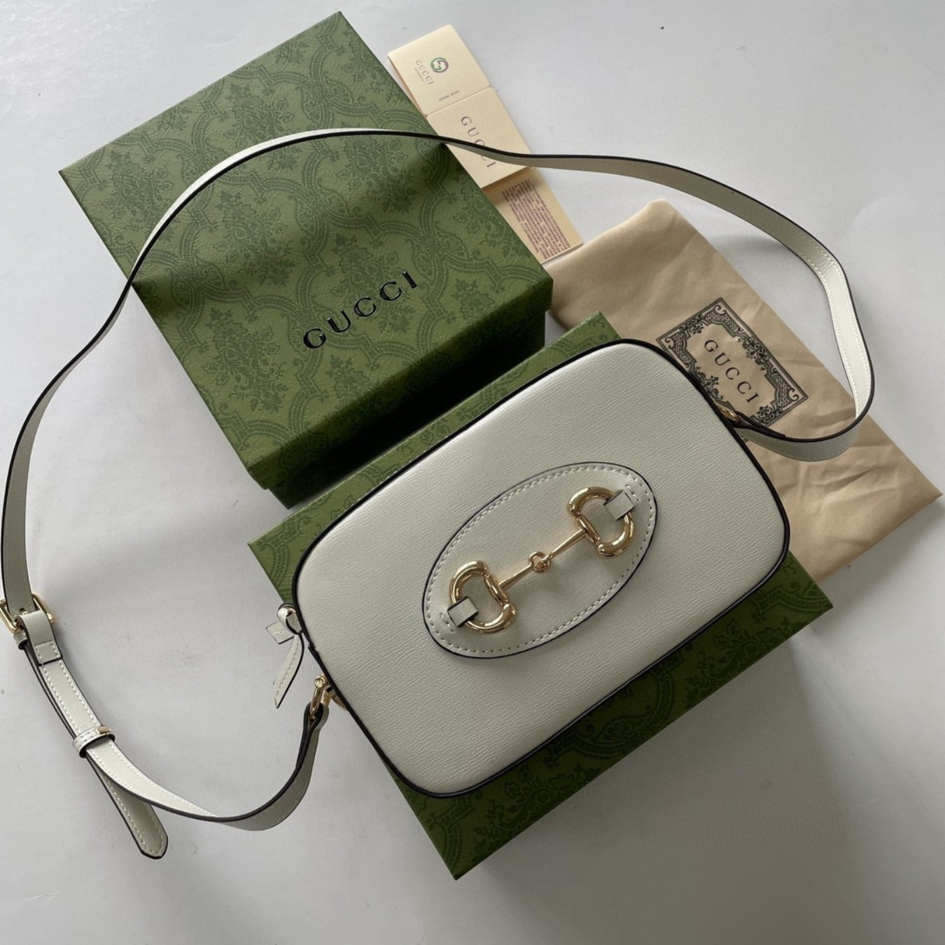 Bolsa GG tiracolo Horsebit clara 1955 pequena 20cm